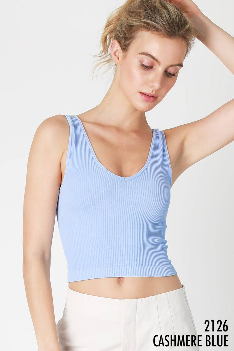Reversible Ribbed Top Blue